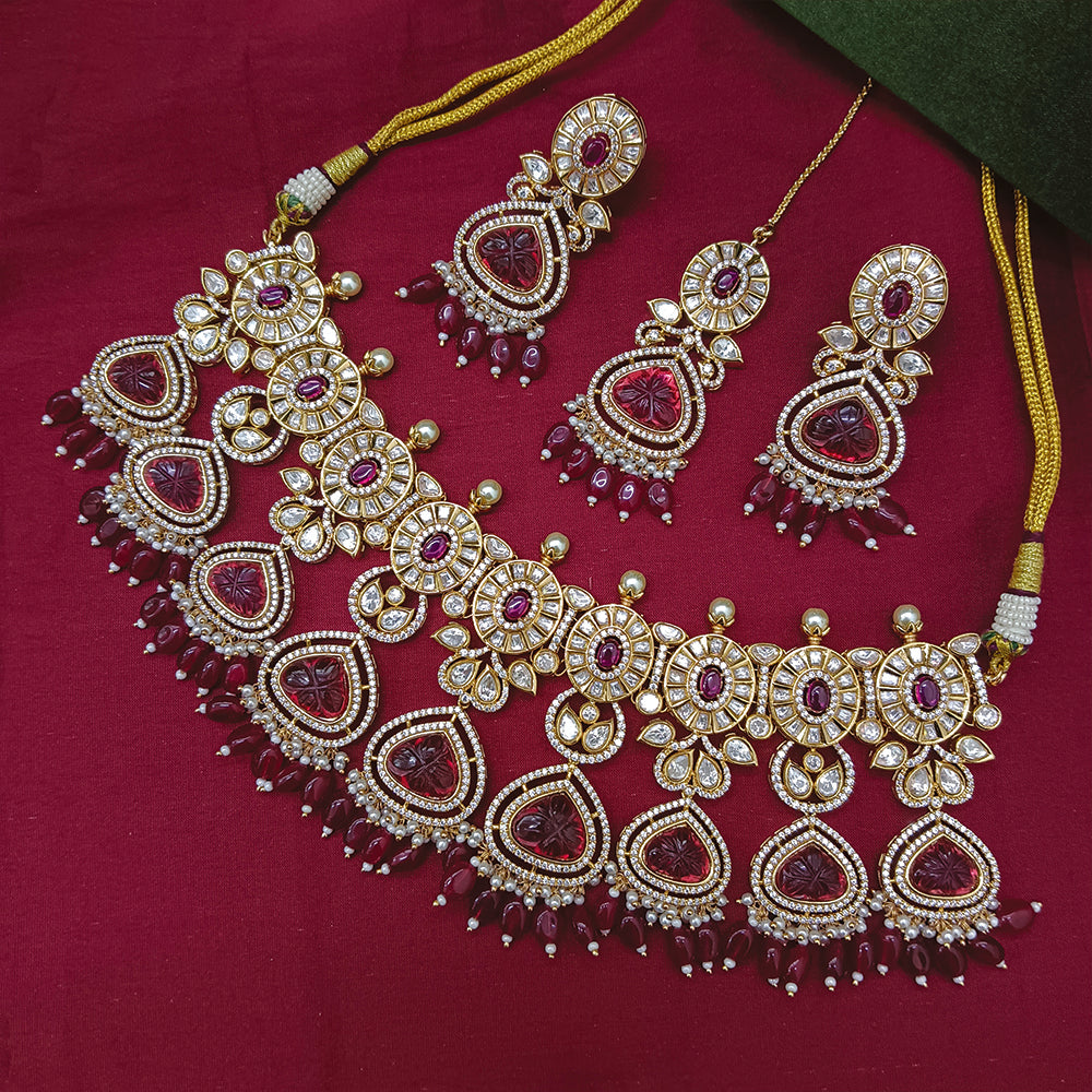 Arham Designer Polki Kundan Necklace Set with Premium Glamorous Finish