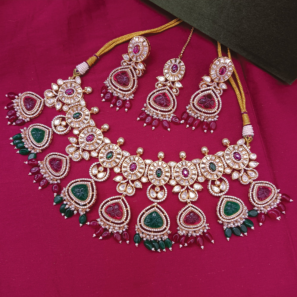 Arham Designer Polki Kundan Necklace Set with Premium Glamorous Finish