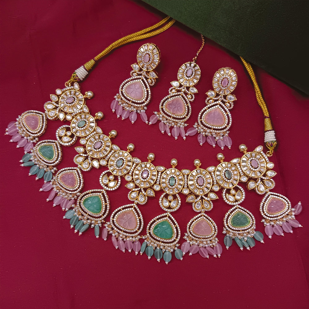 Arham Designer Polki Kundan Necklace Set with Premium Glamorous Finish