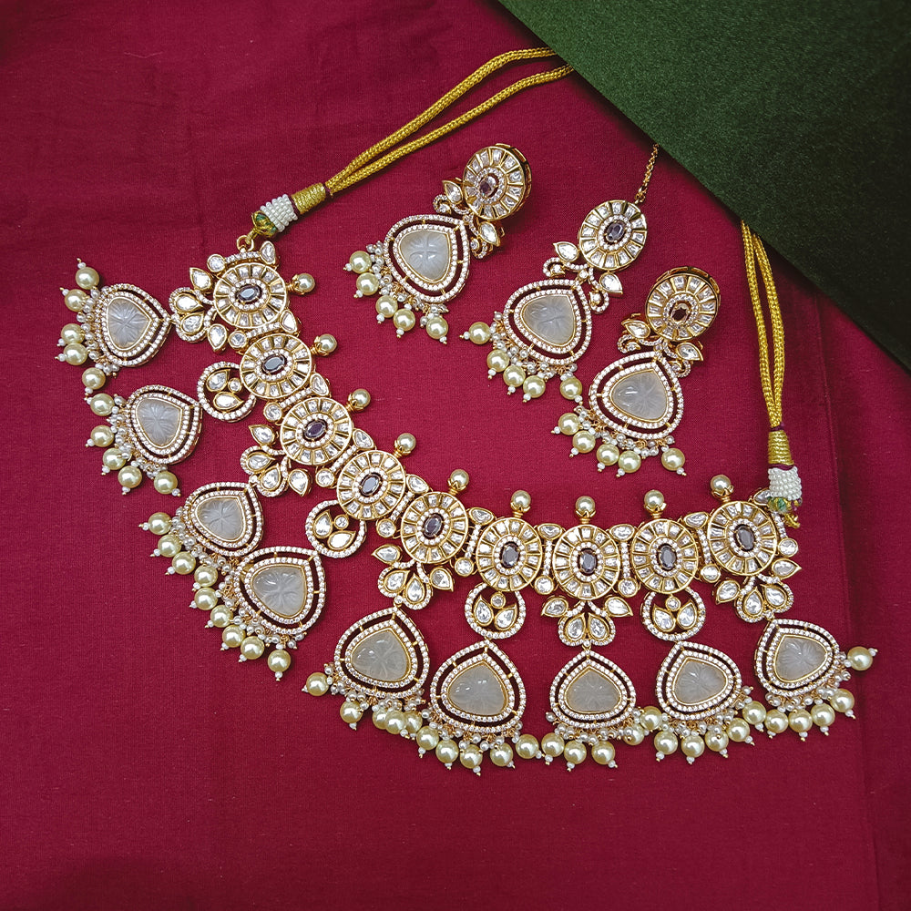 Arham Designer Polki Kundan Necklace Set with Premium Glamorous Finish