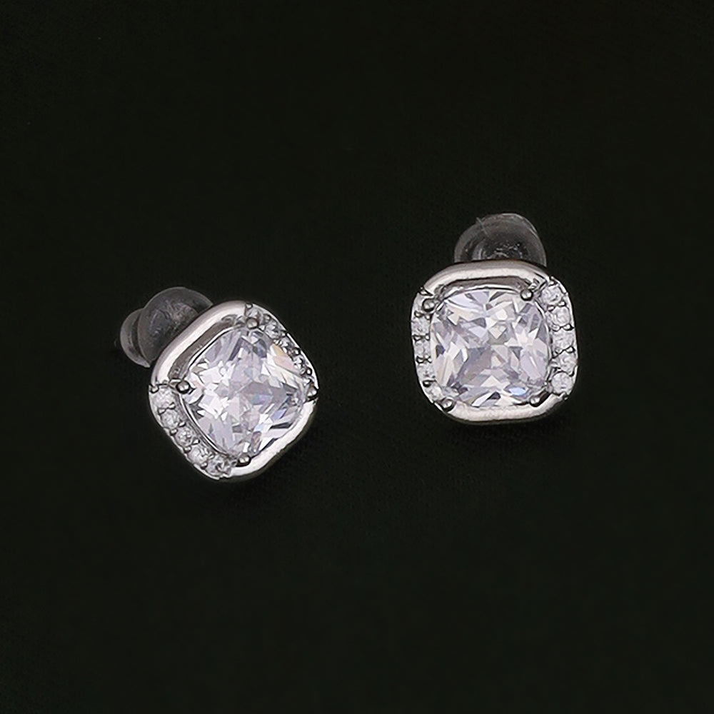 Saloni Fashion Jewellery Excellent Center Studded CZ Silver and Gold Plated Combo Set of 2 Stud Earring For Women