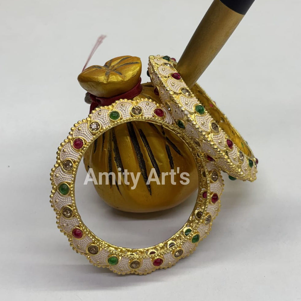 Amity Arts Gorgeous Pota Stone Meenakari Designer Bangles Set for Women