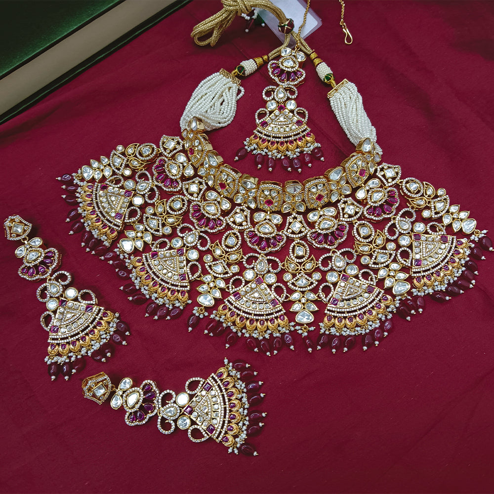 Arham Designer Polki Kundan Necklace Set with Premium Glamorous Finish