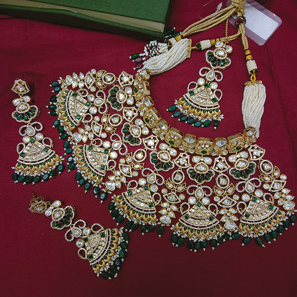 Arham Designer Polki Kundan Necklace Set with Premium Glamorous Finish