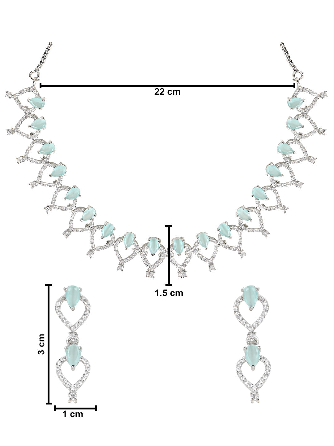 Etnico Stylish Silver Plated Cubic Zirconia American Diamond Special Necklace With Earrings Set for Women