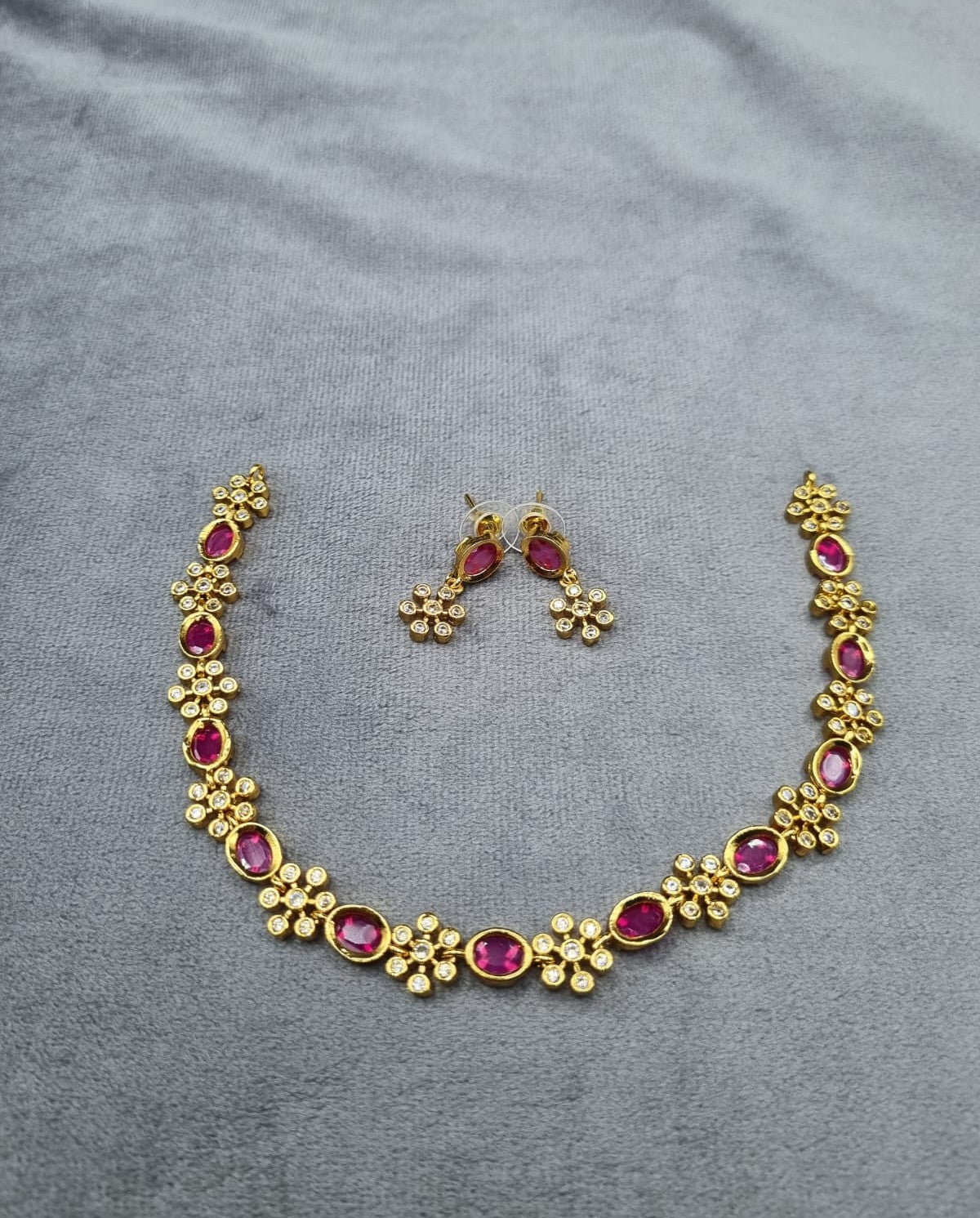 LAFZ Gold-Tone Oval & Floral AD Jewelry Set