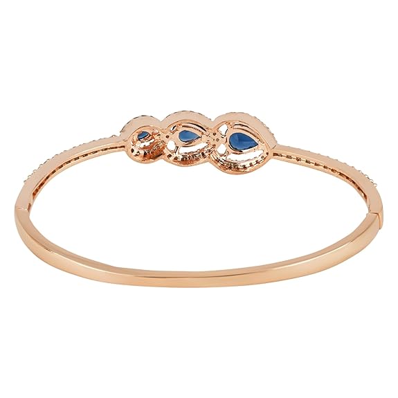 Etnico Stylish Rose Gold PlatedCubic Zirconia American Diamond Adjustable Bracelet For Women