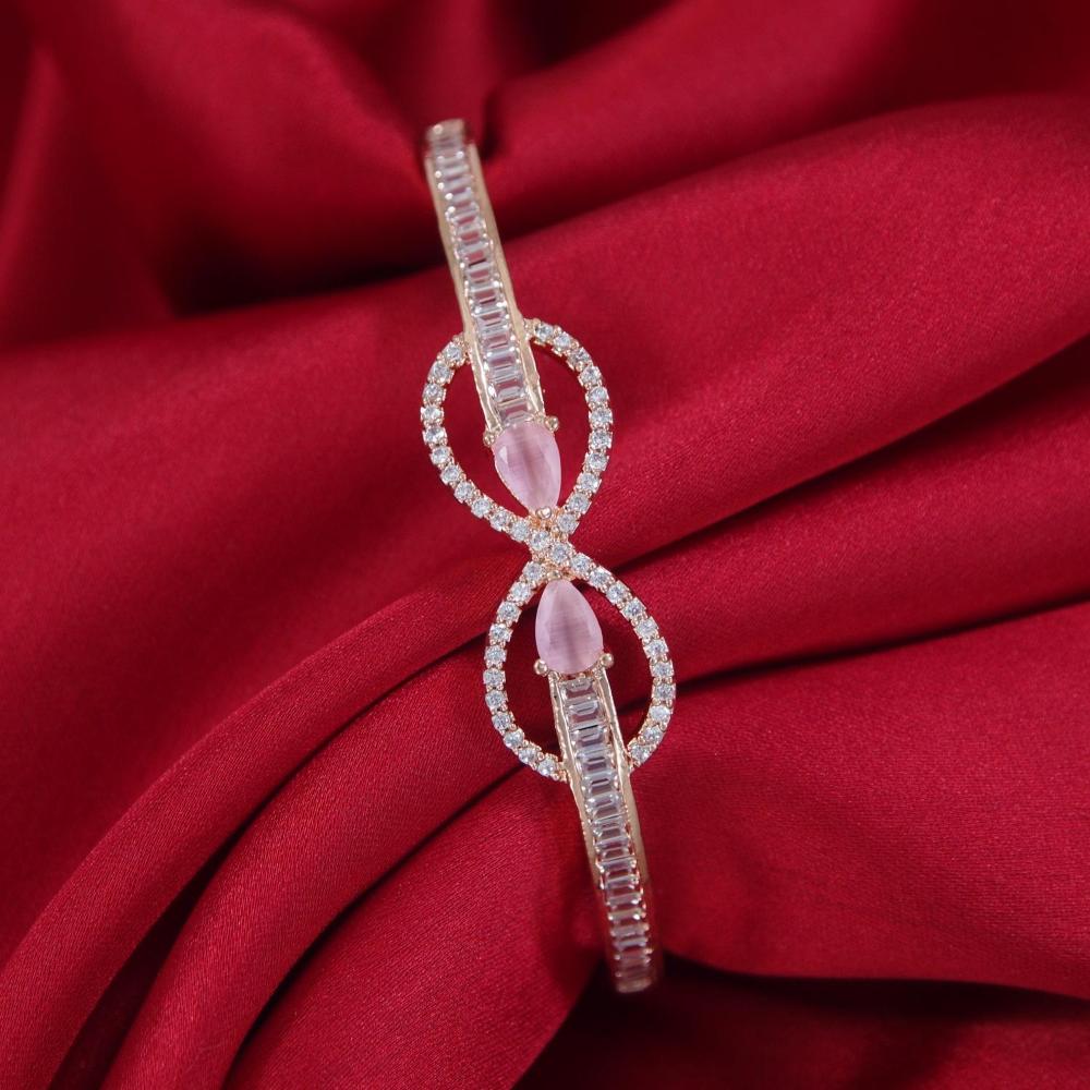 Etnico Rose Gold Plated Cubic Zirconia American Diamond Adjustable Bra