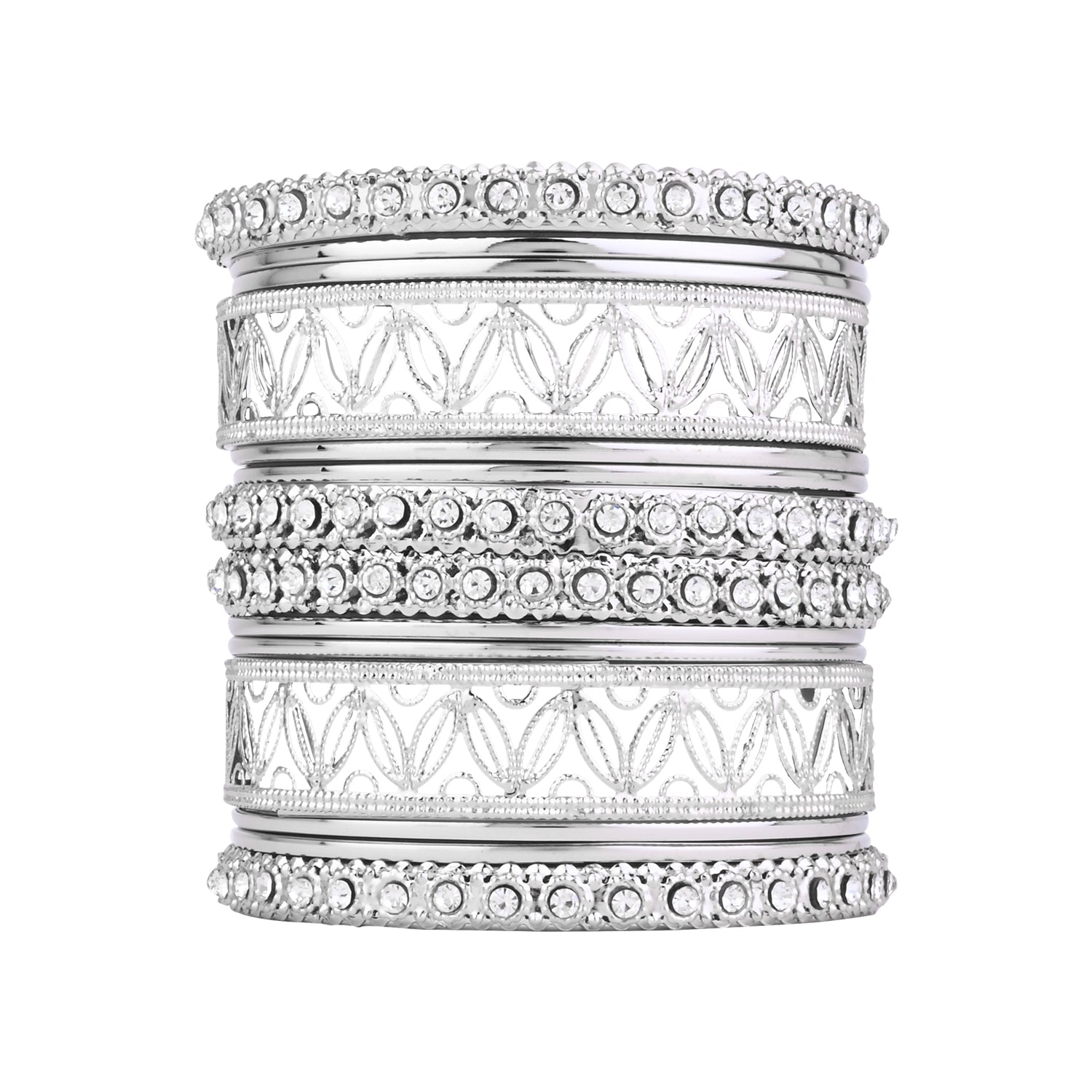 Etnico Navratri Ethnic Stylish Latest Fashion Silver Plated Stone Work Bangles Set For Women(ADB528)
