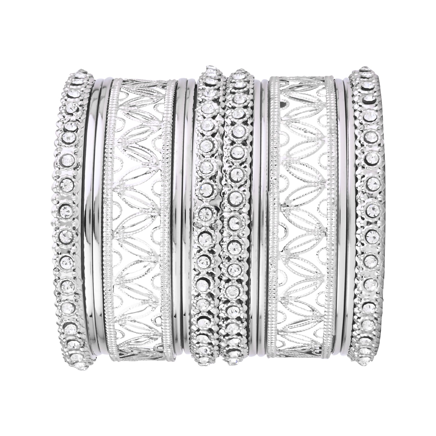 Etnico Navratri Ethnic Stylish Latest Fashion Silver Plated Stone Work Bangles Set For Women(ADB528)