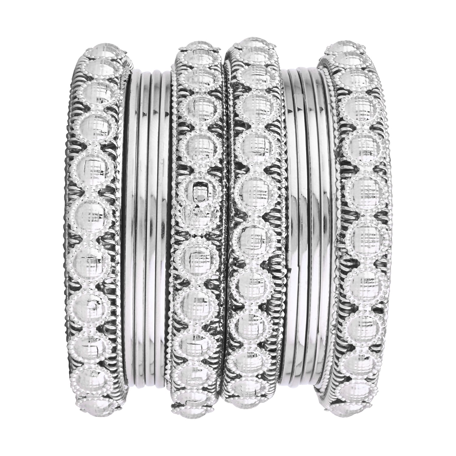 Etnico Ethnic Stylish Latest Fashion Silver Plated Stone Work Bangles Set For Women (ADB529)