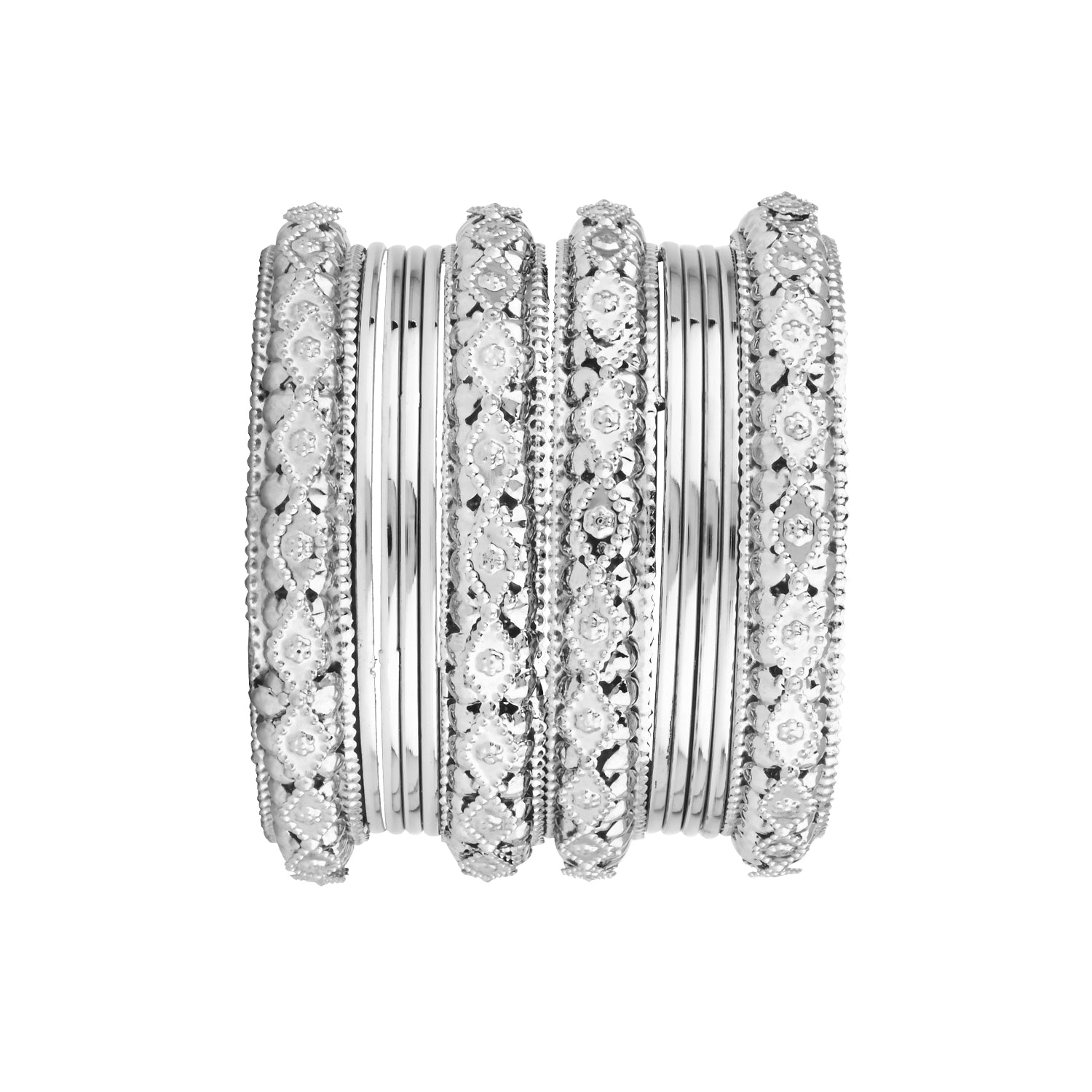 Etnico Navratri Ethnic Stylish Latest Fashion Silver Plated Bangles Set For Women (ADB532)