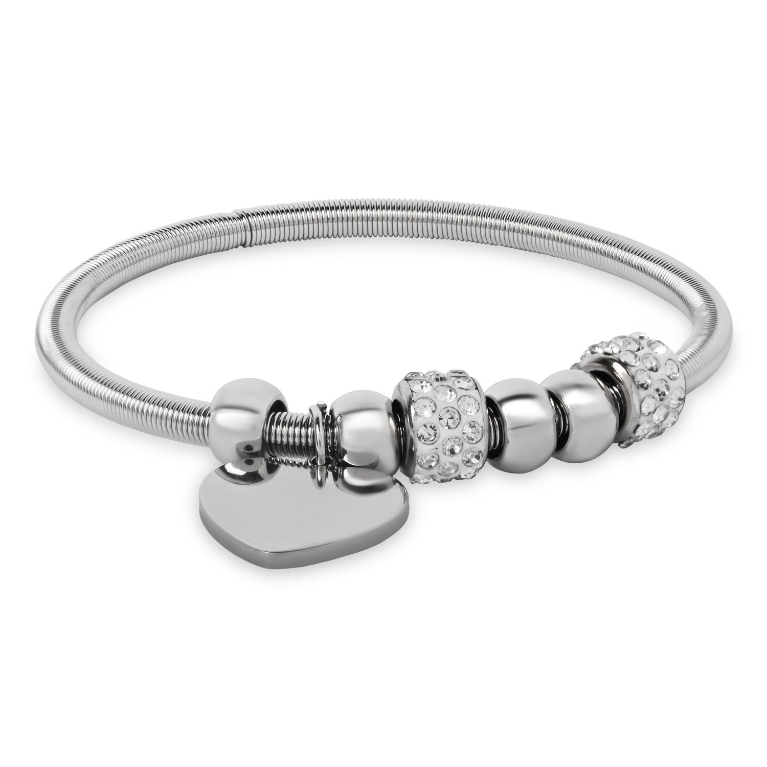 Etnico Silver Plated Charm Design Bracelet with Crystals for Women