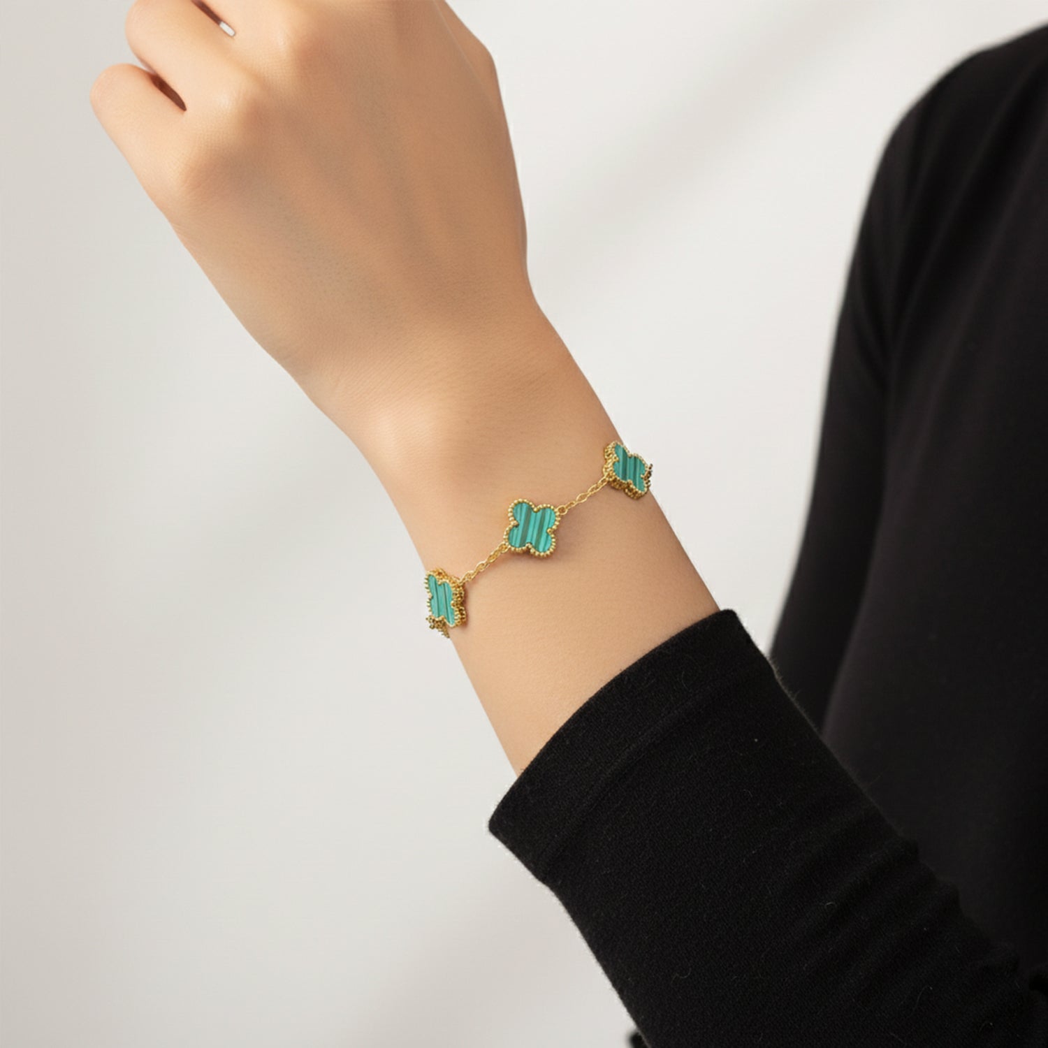 Etnico Anti Tarnish Clover Charm Bracelet for Women | Fancy Bracelet | Jewellery Gifts | Hand Band | Latest Fashion Accessories for Girls | Minimal Jewelry Design | Ideal for Gifting | Gift for Diwali, Christmas, Marriage, Birthday