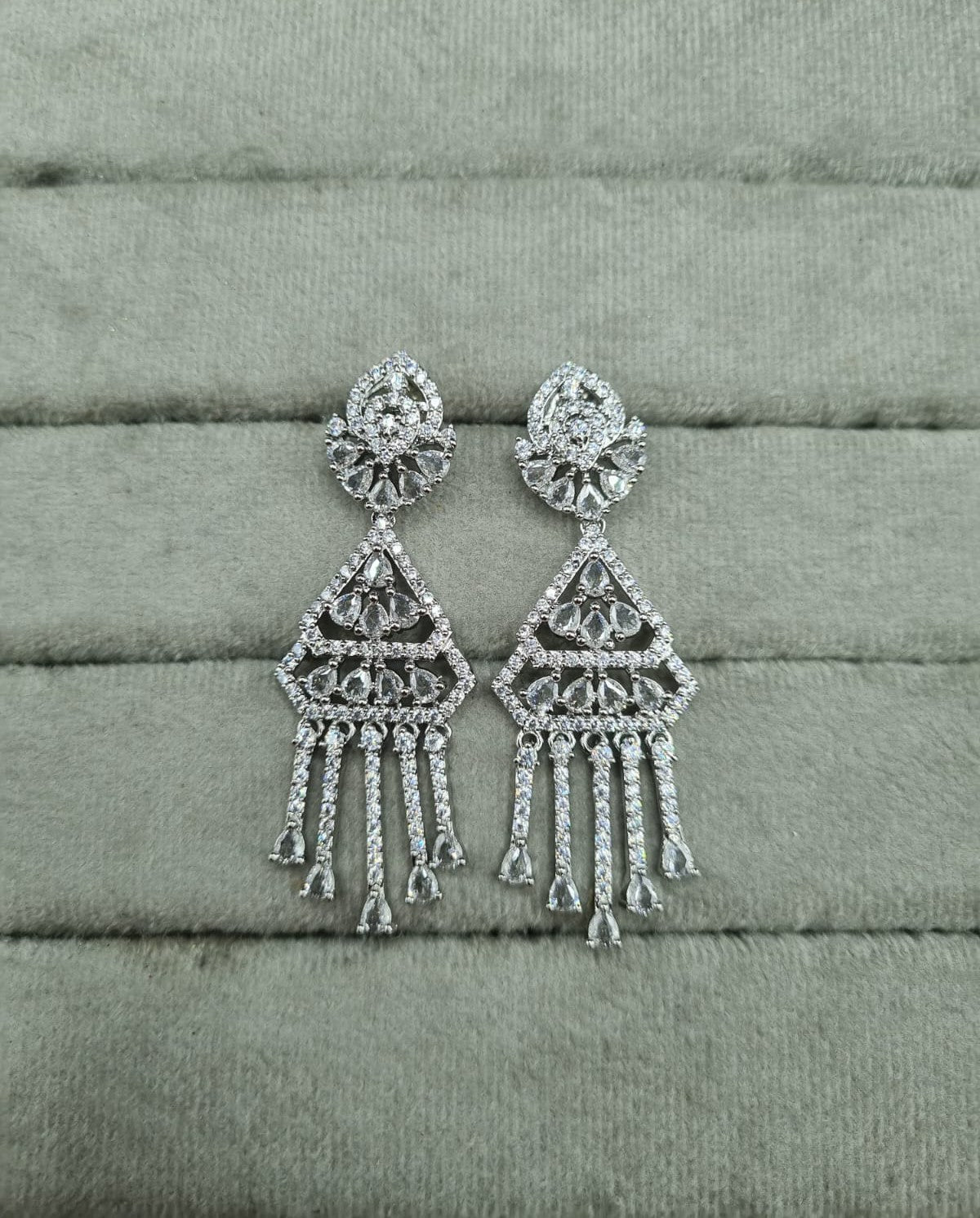 LAFZ Rhodium-Plated Geometric AD Earrings