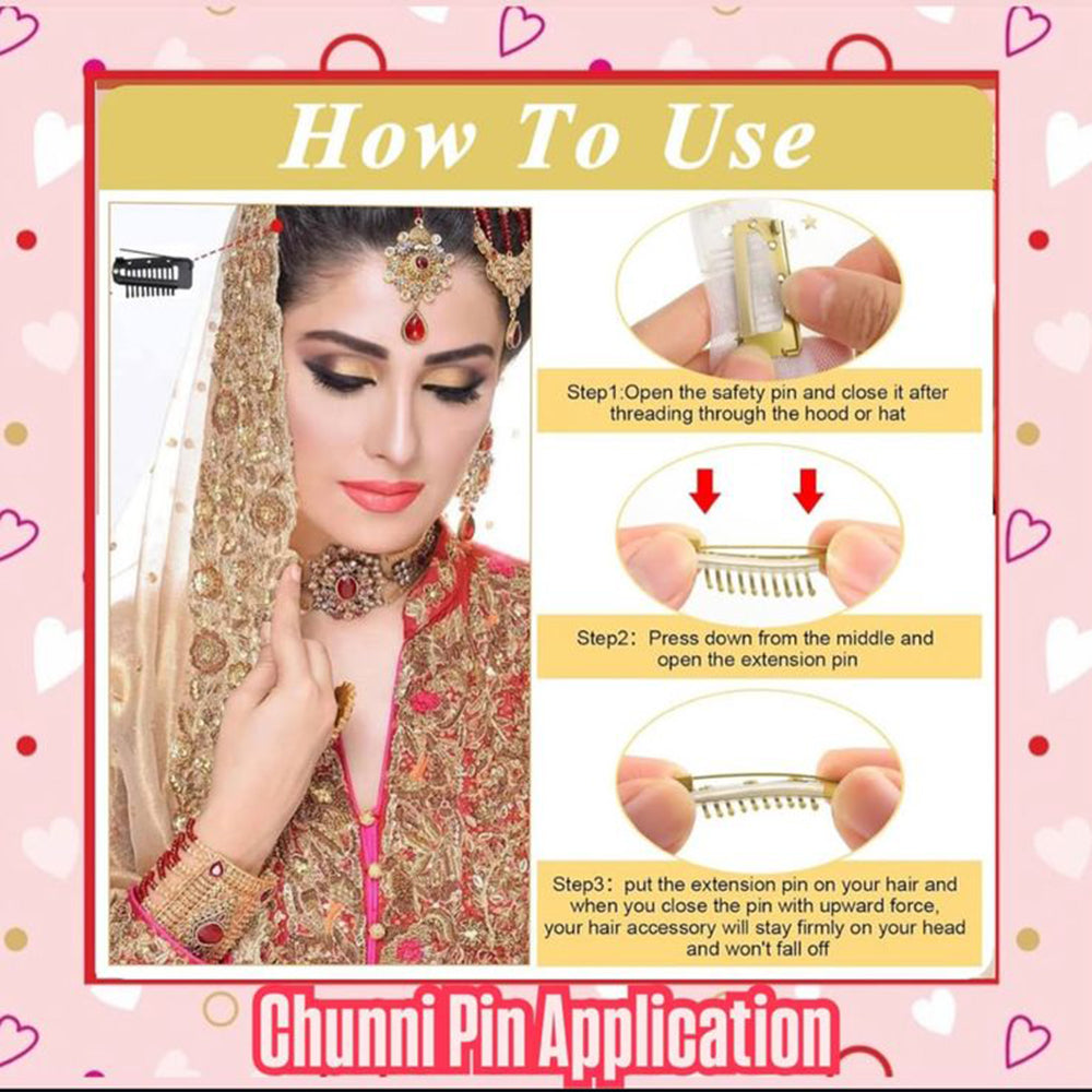 JP Hair Pins Chunni Pallu Wing PIN 3in1 Product Hair Accessories for Girls & Women