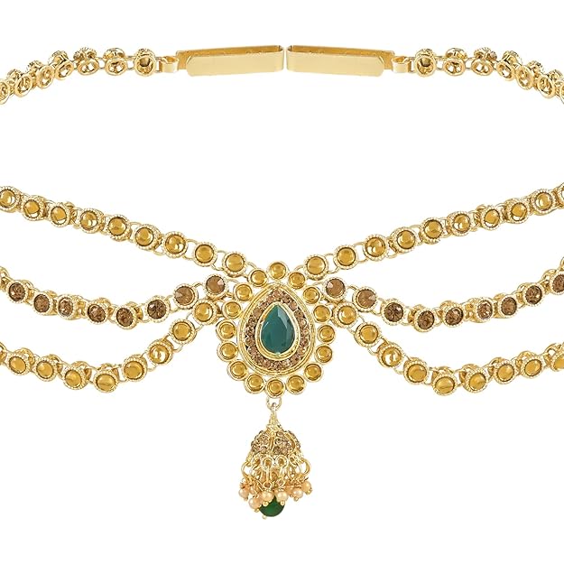 Etnico Gold Plated Traditional Kundan Stone Adjustable Kamarband/Belly Chain/Kandora/Wait Belt For Women/Girls (B051G)
