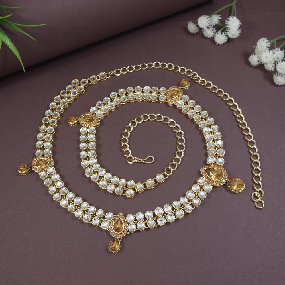 Etnico Gold Plated Traditional Ethnic Kundan Stone Adjustable