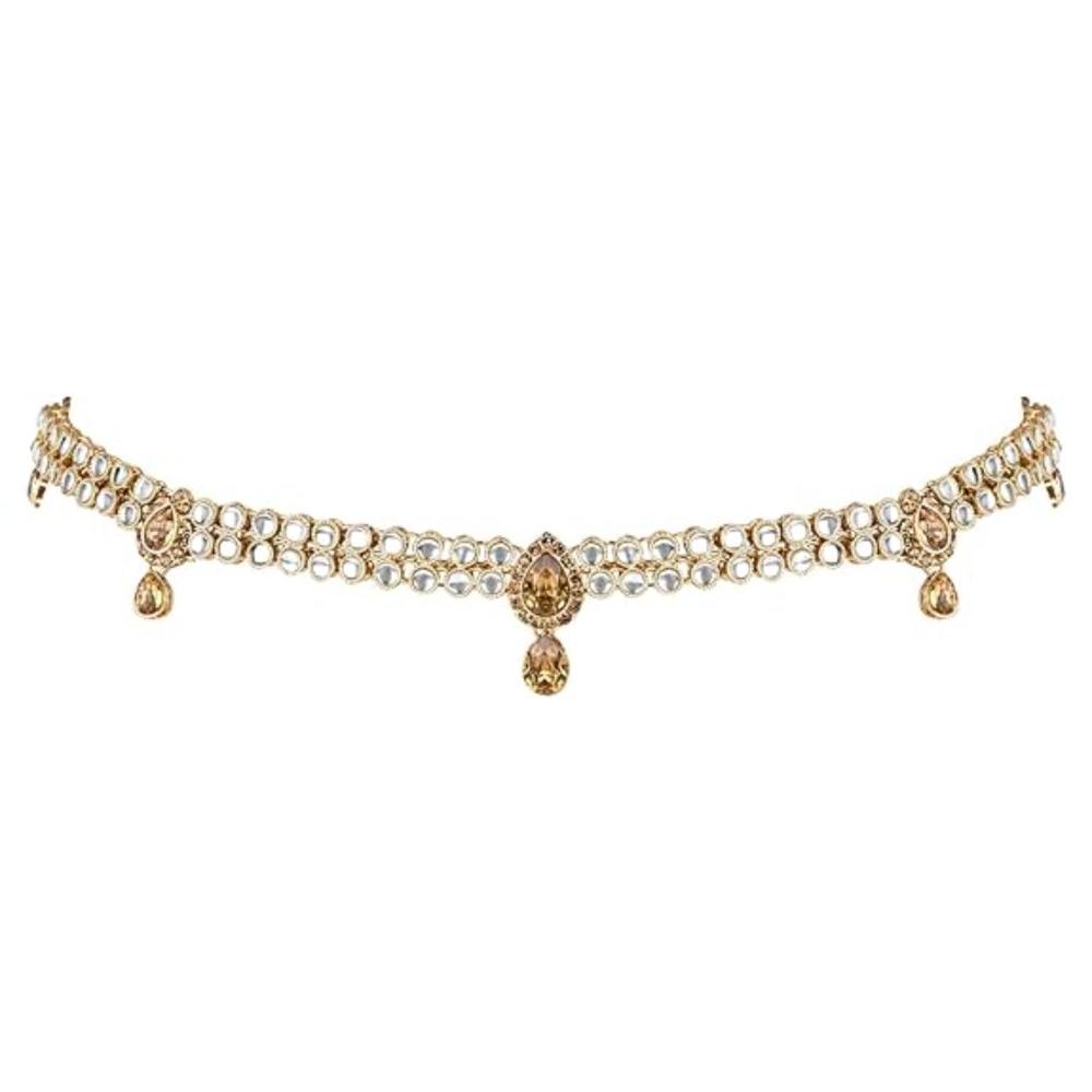 Etnico Gold Plated Traditional Ethnic Kundan & Stone Adjustable Kamarband/Belly Chain/Kandora/Waist Belt For Women (B054FL)
