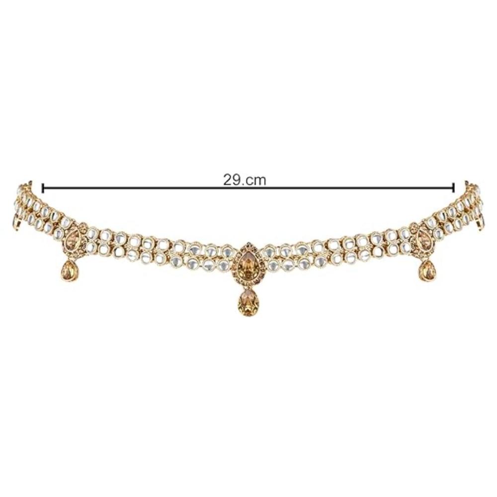 Etnico Gold Plated Traditional Ethnic Kundan & Stone Adjustable Kamarband/Belly Chain/Kandora/Waist Belt For Women (B054FL)