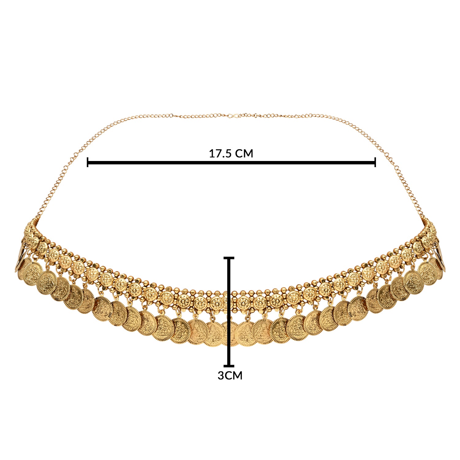 Etnico Gold Plated Traditional Coin Tassel Adjustable Boho Waist Chain/Belly Chain/Kamarband For Women (B059FL)