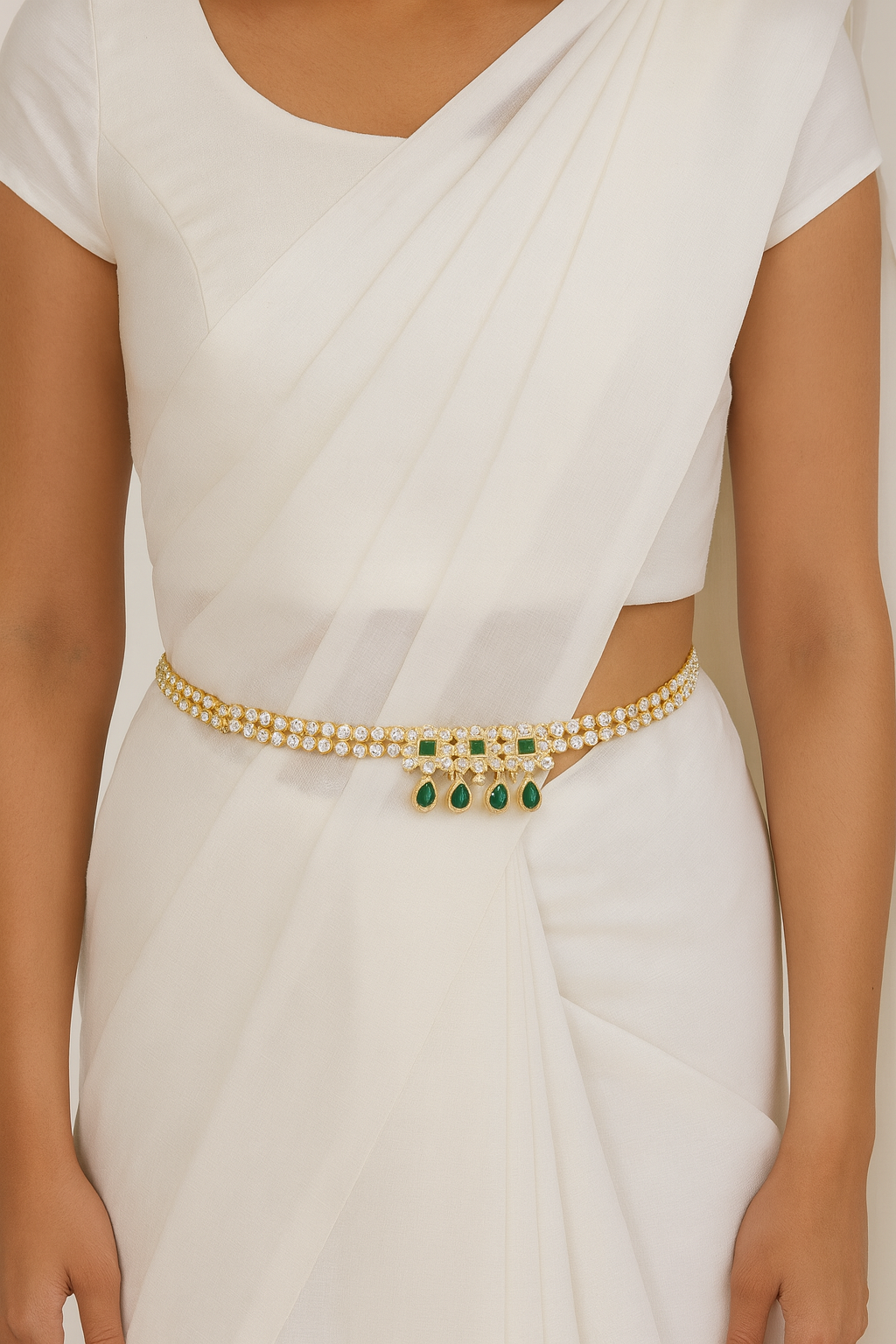 Etnico Gold Plated Traditional Kundan Adjustable Waist Chain/Belly Chain/Kamarband For Women