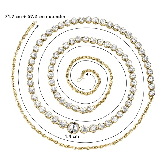 Etnico Traditional Gold Plated Kundan Studded Adjustable Kamarband/Belly Chain/Kandora/Waist Belt for Women