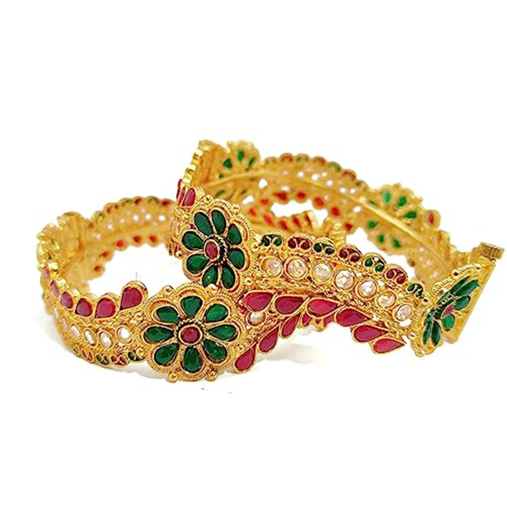 Choice Gold Plated Pota Stone Bangles Set