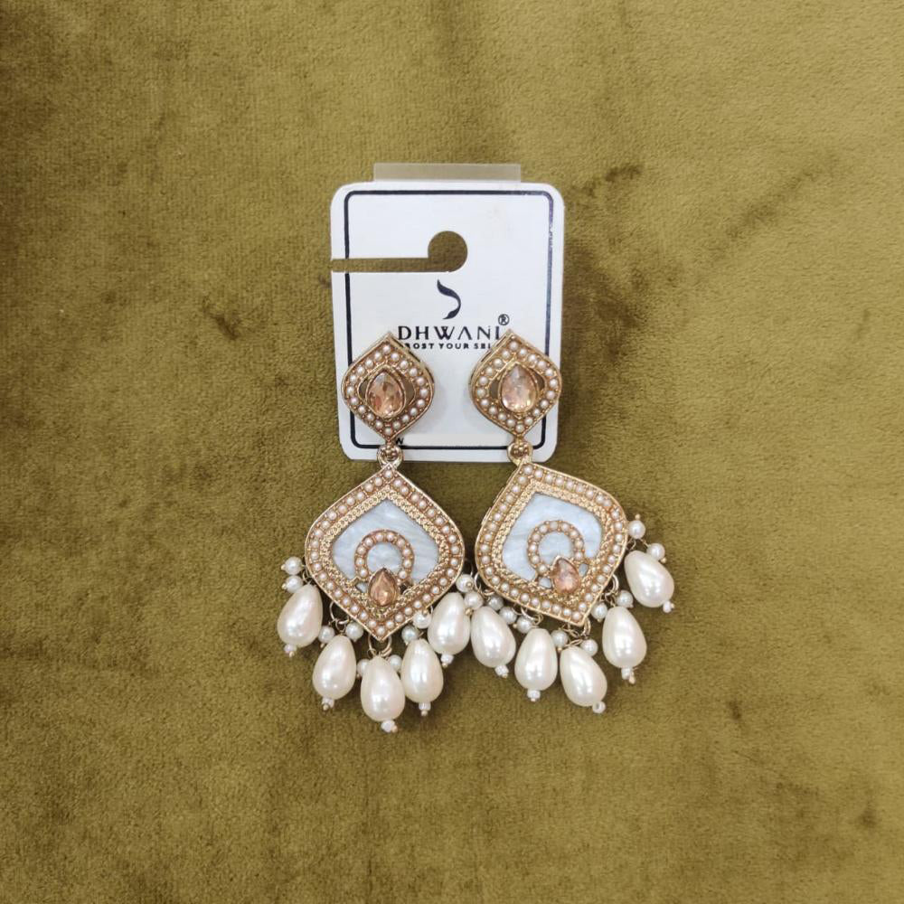 Dhwani Trendy Crystal Stone And Beads Dangler Earrings