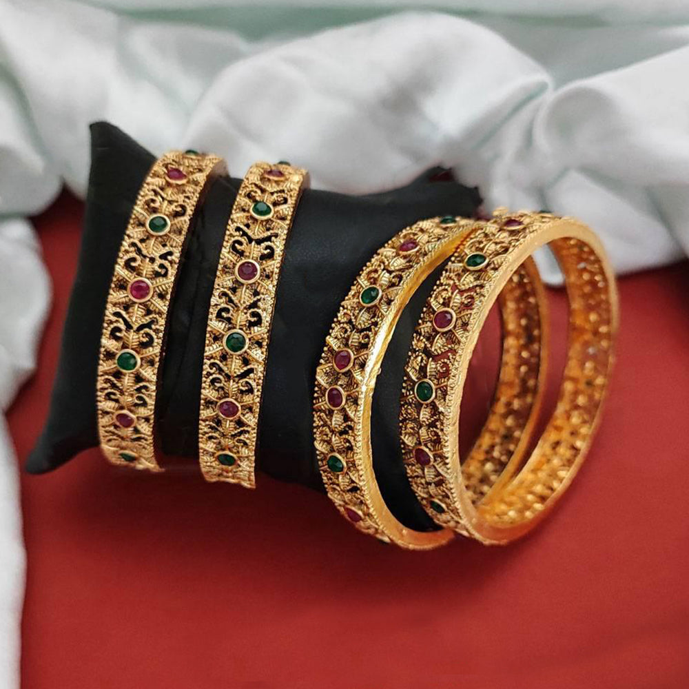 Js Fashion Beautiful Antique Jewellery Design Rajwadi Polish 4 Bangles Set