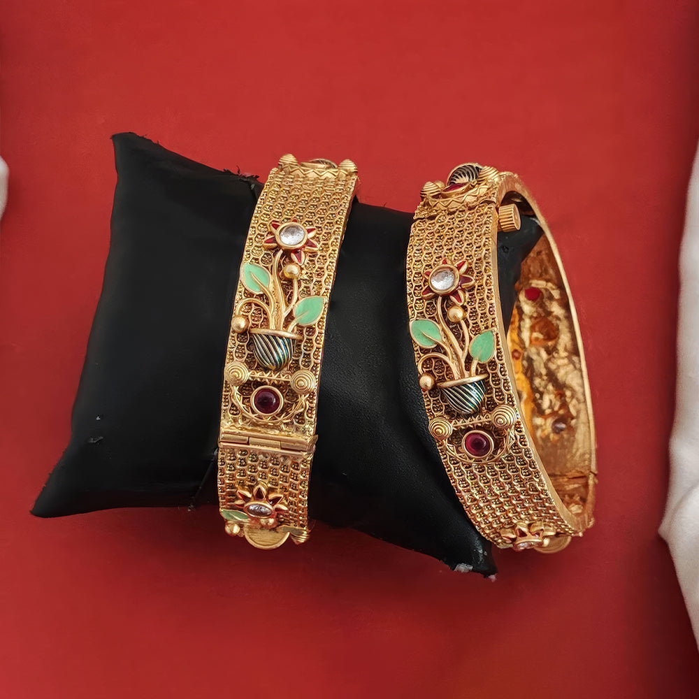 Js Fashion Rajwadi Polish Accessories Women Antique Bangles Set