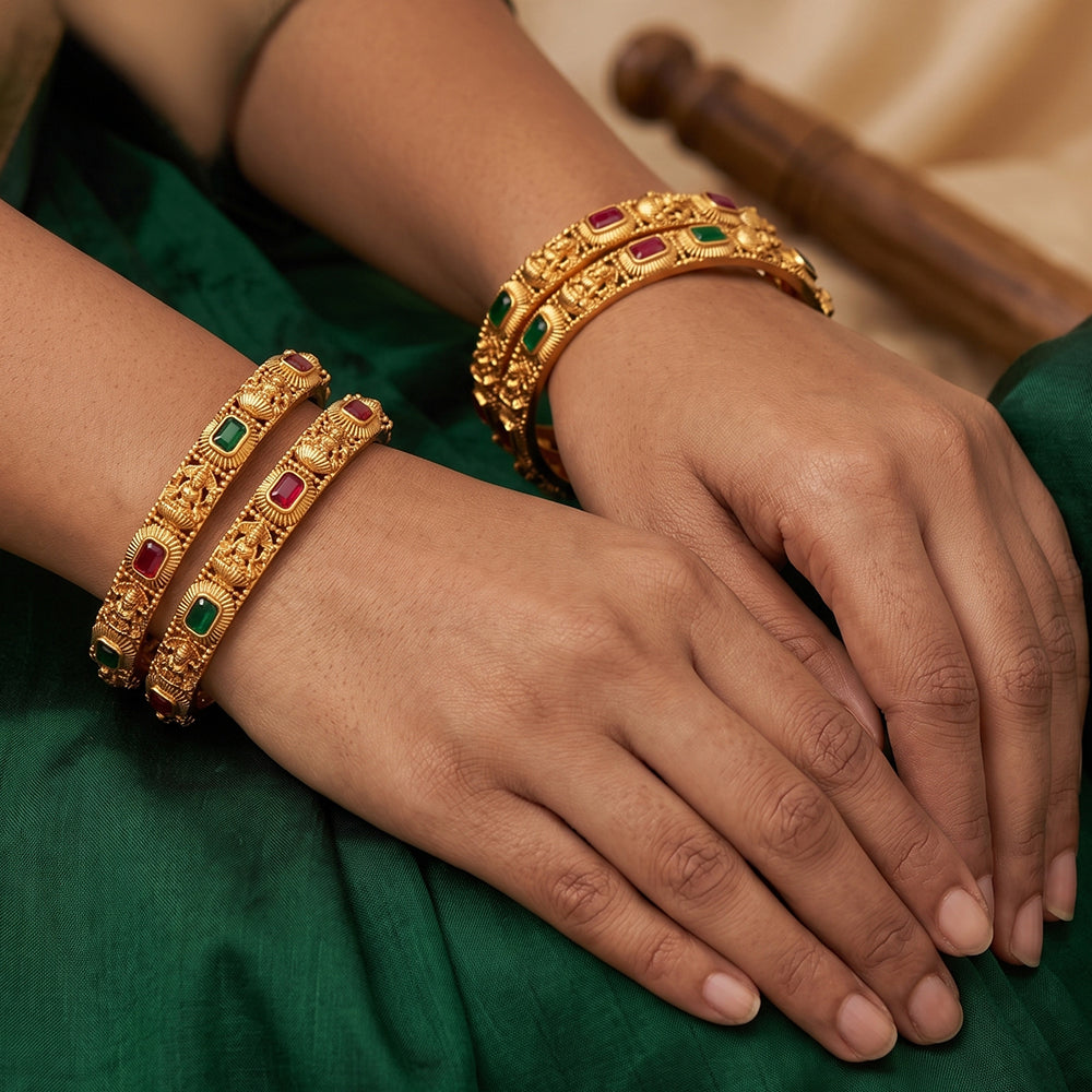 Js Fashion South Indian Style Wedding Wear Bangles Set