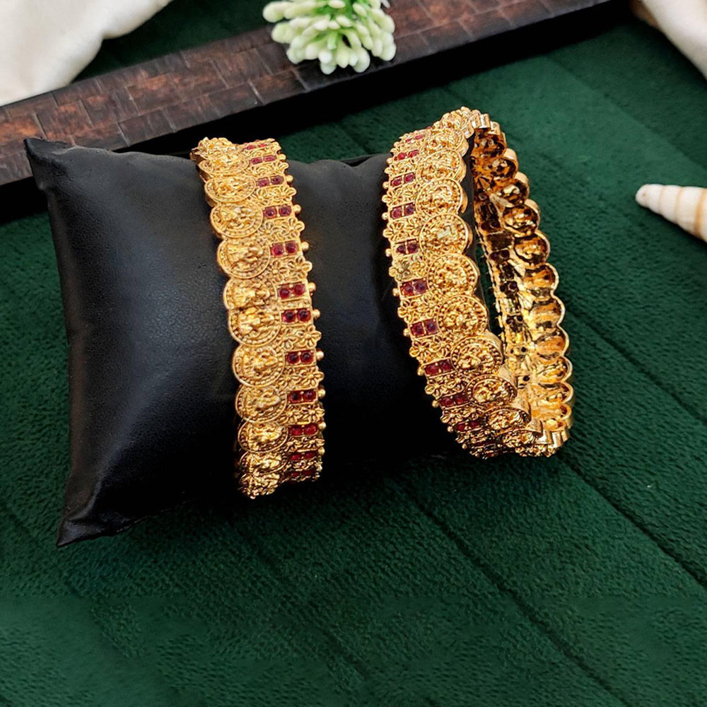Js Fashion Antique Gold Pota Stone And Temple Bangles Set for Women