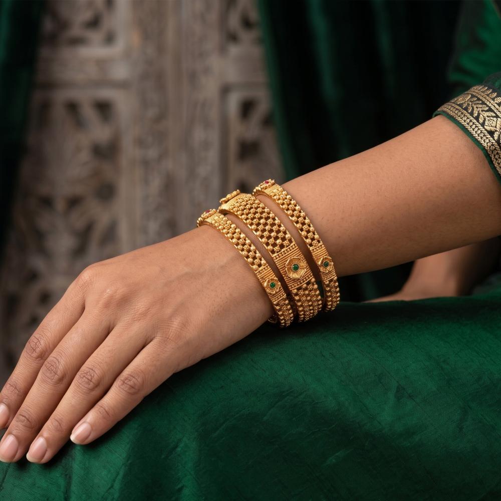 Js Fashion Antique Gold Bangles Set Traditional Designer Style