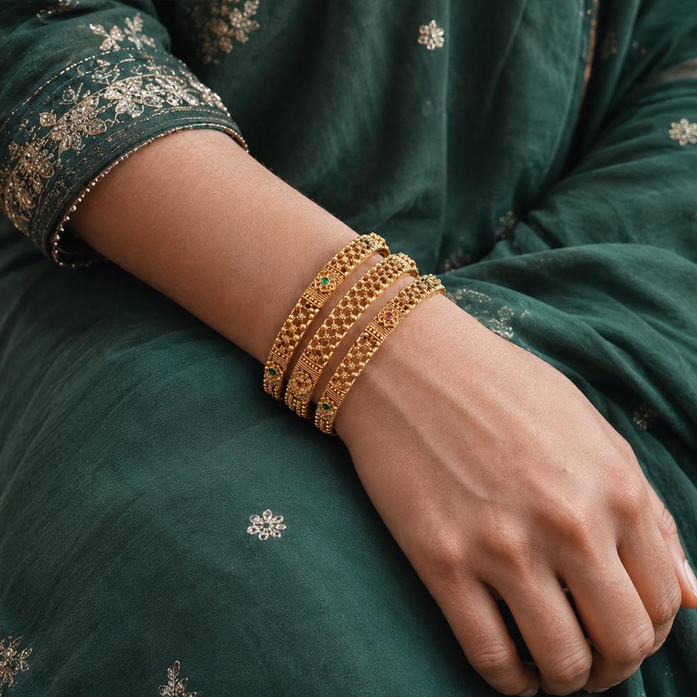 Js Fashion Antique Gold Bangles Set Traditional Designer Style