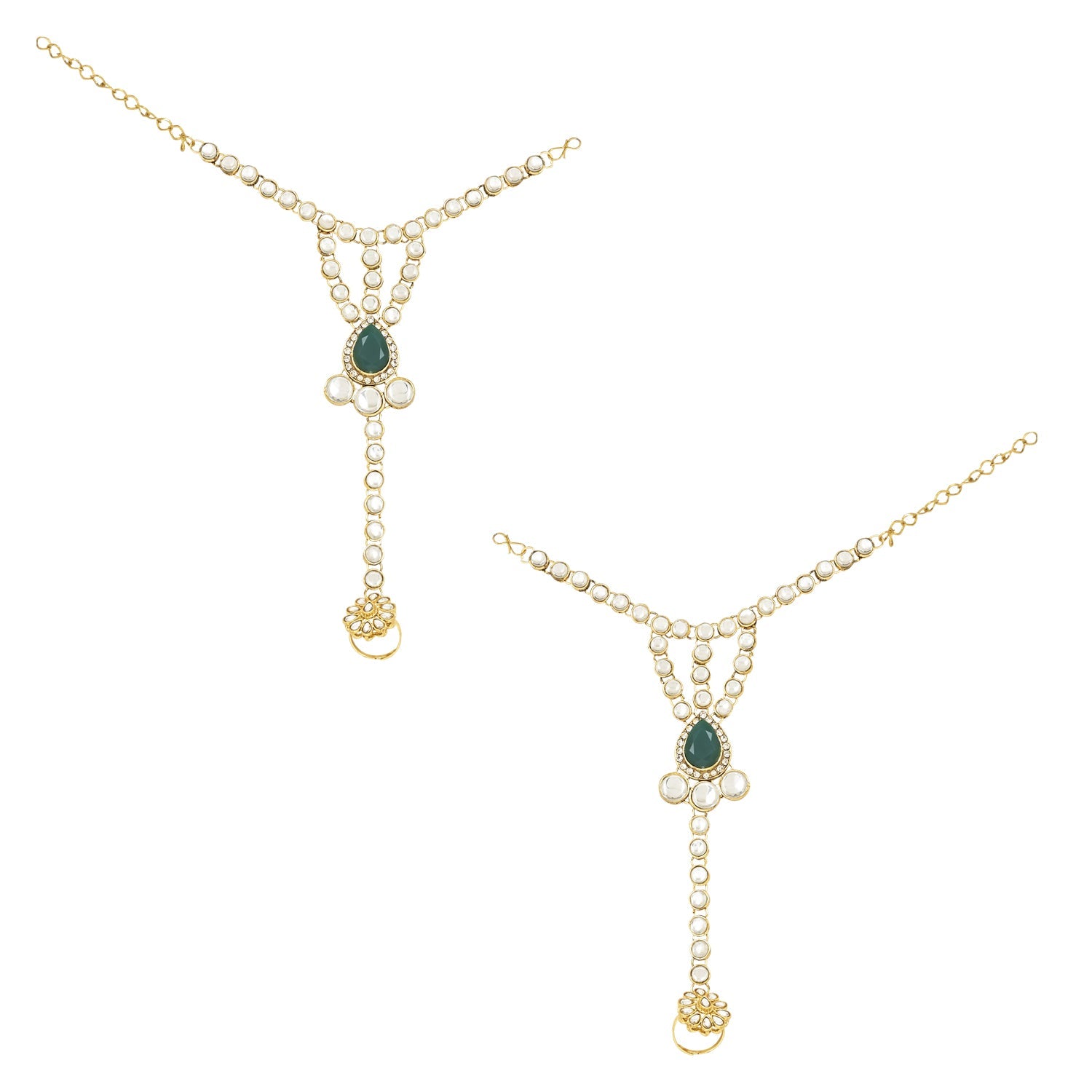 Etnico Wedding Collection Traditional Ethnic Gold Plated Pearl & Kundan Stone Work Bridal Jewellery Set For Women