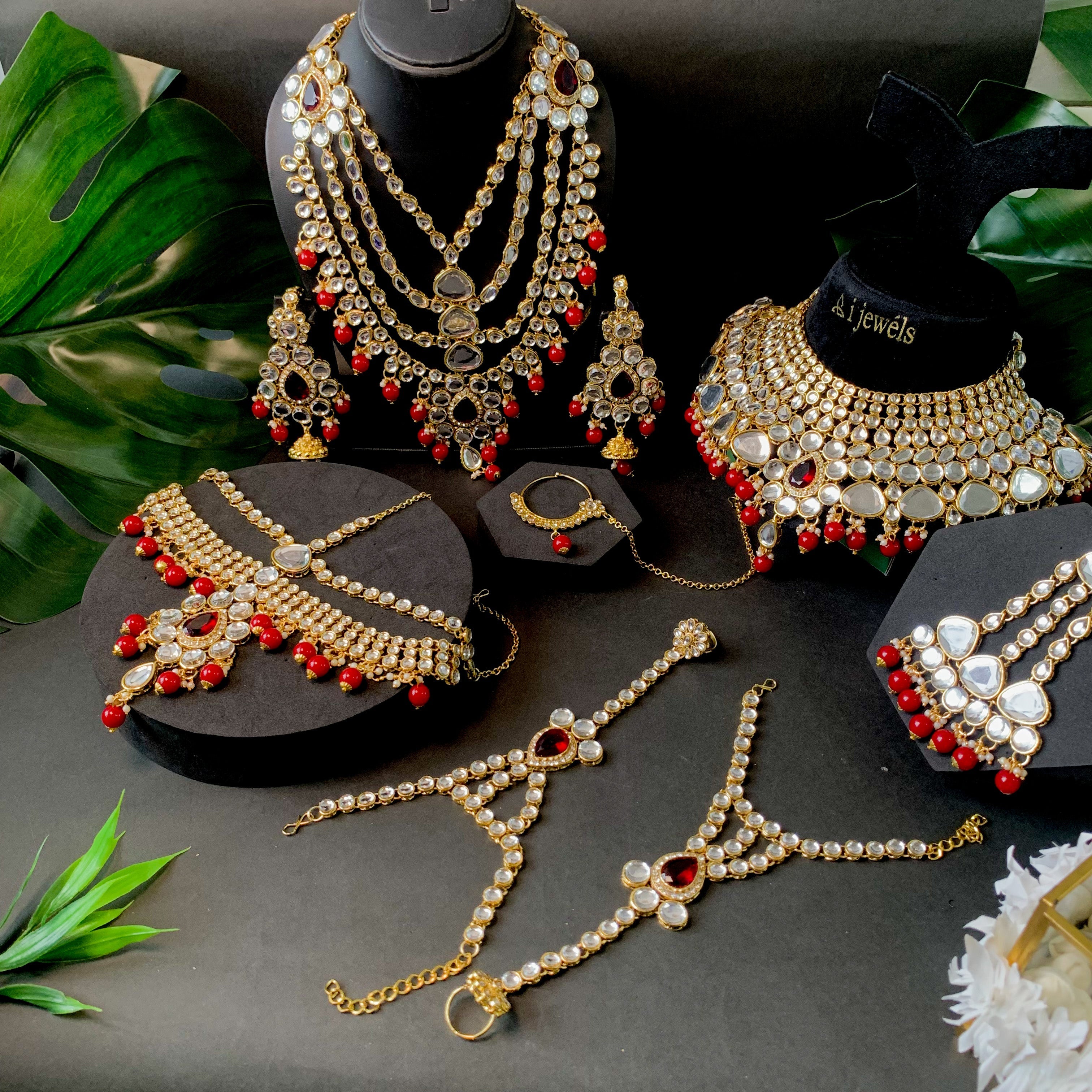 Etnico Wedding Collection Traditional Ethnic Gold Plated Pearl & Kundan Stone Work Bridal Jewellery Set For Women