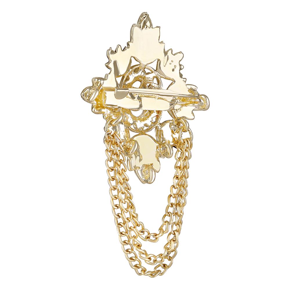 Mahi Green Meenakari Work Mapel Leaf & Layered Chain Shervani / Indowestern Brooch for Men (BP1101126GGre)