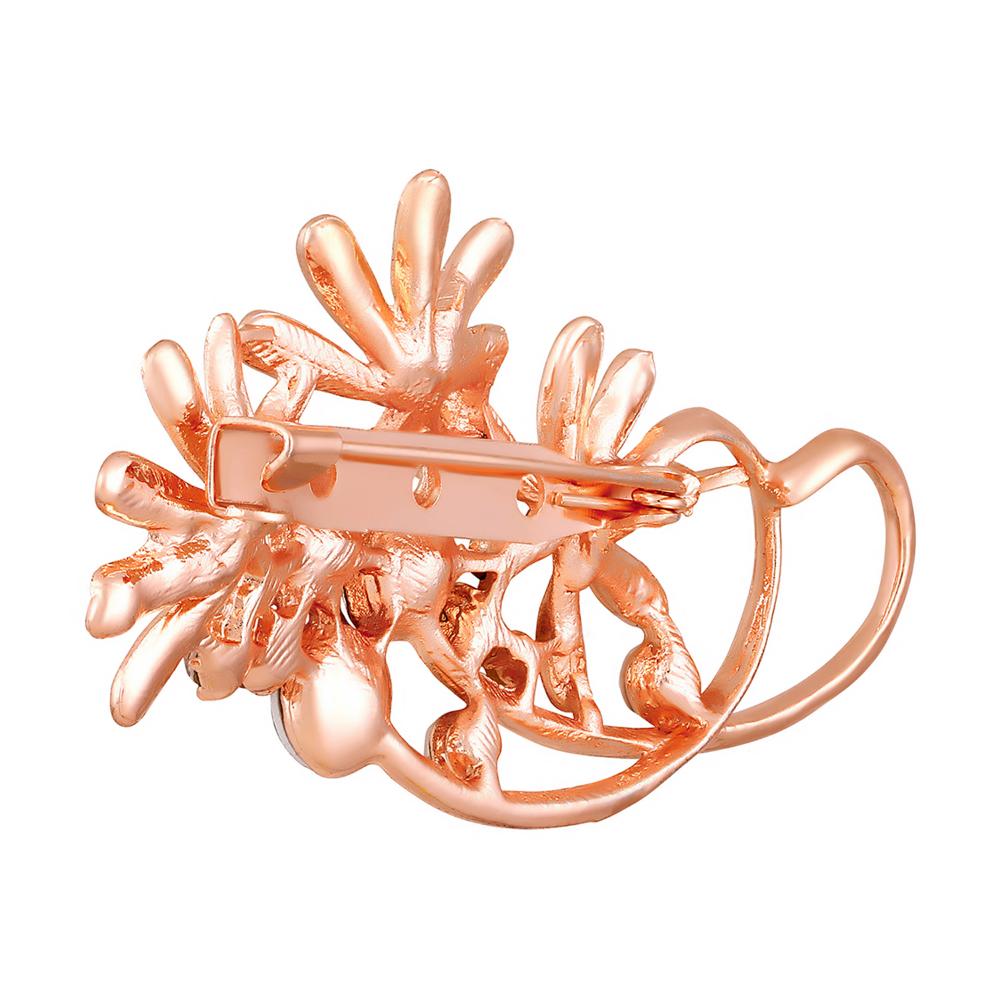 Mahi Rosegold Plated Floral Shaped Crystal Studded Saree Pin / Wedding Brooch for Women (BP1101138ZPin)