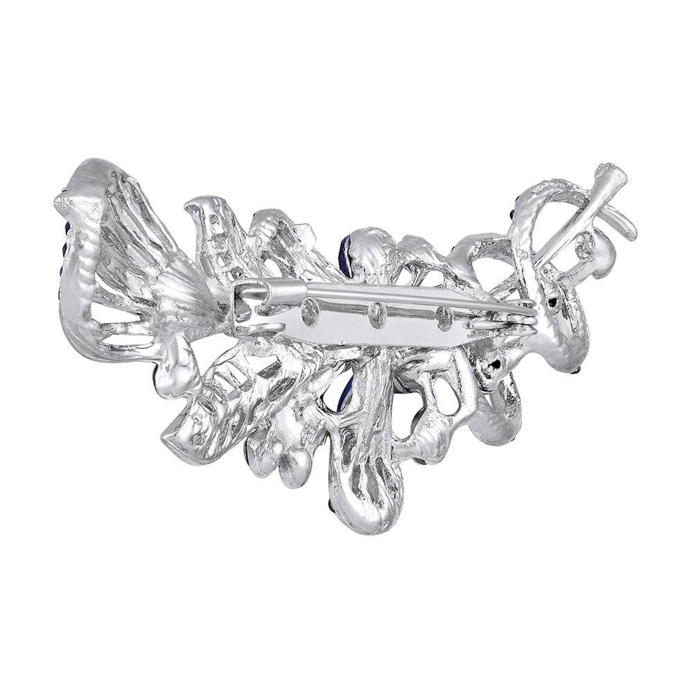 Mahi Rhodium Plated Brilliant Sapphire Blue Crystals Saree Pin / Wedding Brooch for Women (BP1101141RBlu)