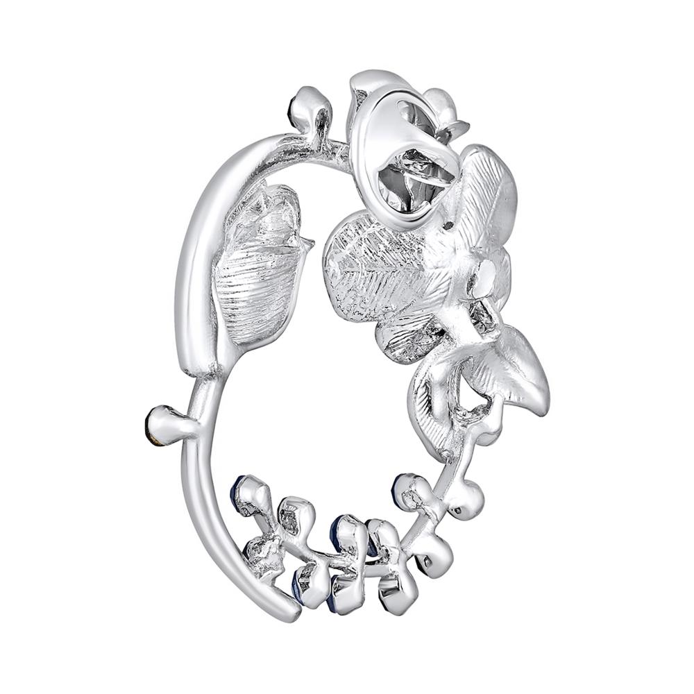 Mahi Rhodium Plated Floral Shaped Crystal Studded Saree Pin / Wedding Brooch for Women (BP1101142RBlu)