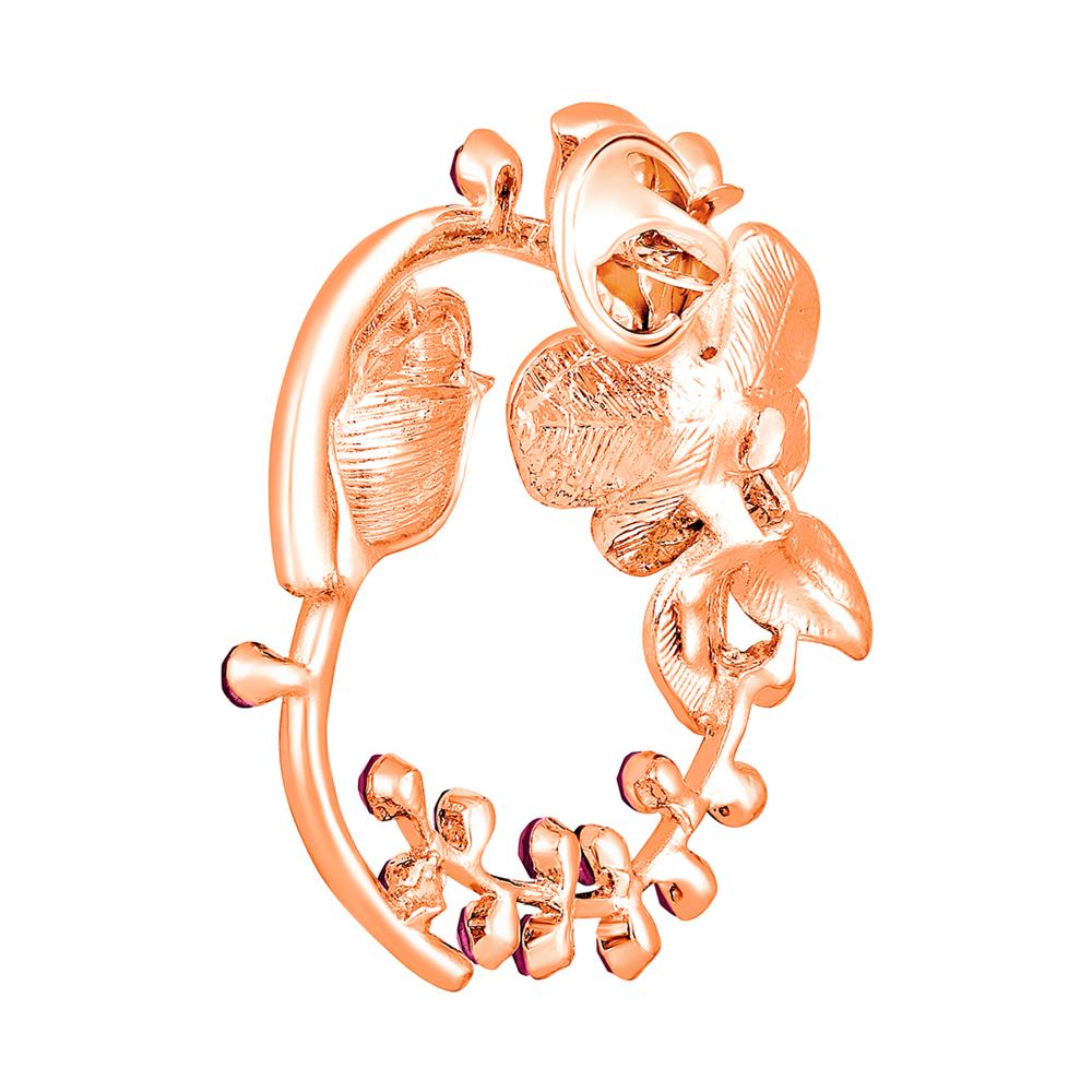 Mahi Rosegold Plated Floral Shaped Crystal Studded Saree Pin / Wedding Brooch for Women (BP1101143ZPin)