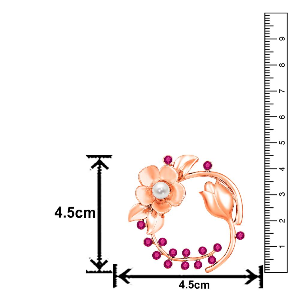 Mahi Rosegold Plated Floral Shaped Crystal Studded Saree Pin / Wedding Brooch for Women (BP1101143ZPin)