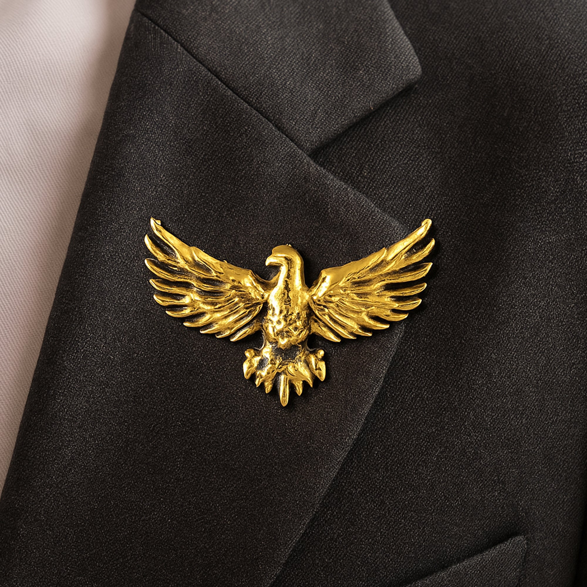 Mahi Premium Golden Eagle-Shaped Mens Brooch Lapel Pin with Gold Plating for Coat, Blazer, Jodhpuri (BP1101242G)