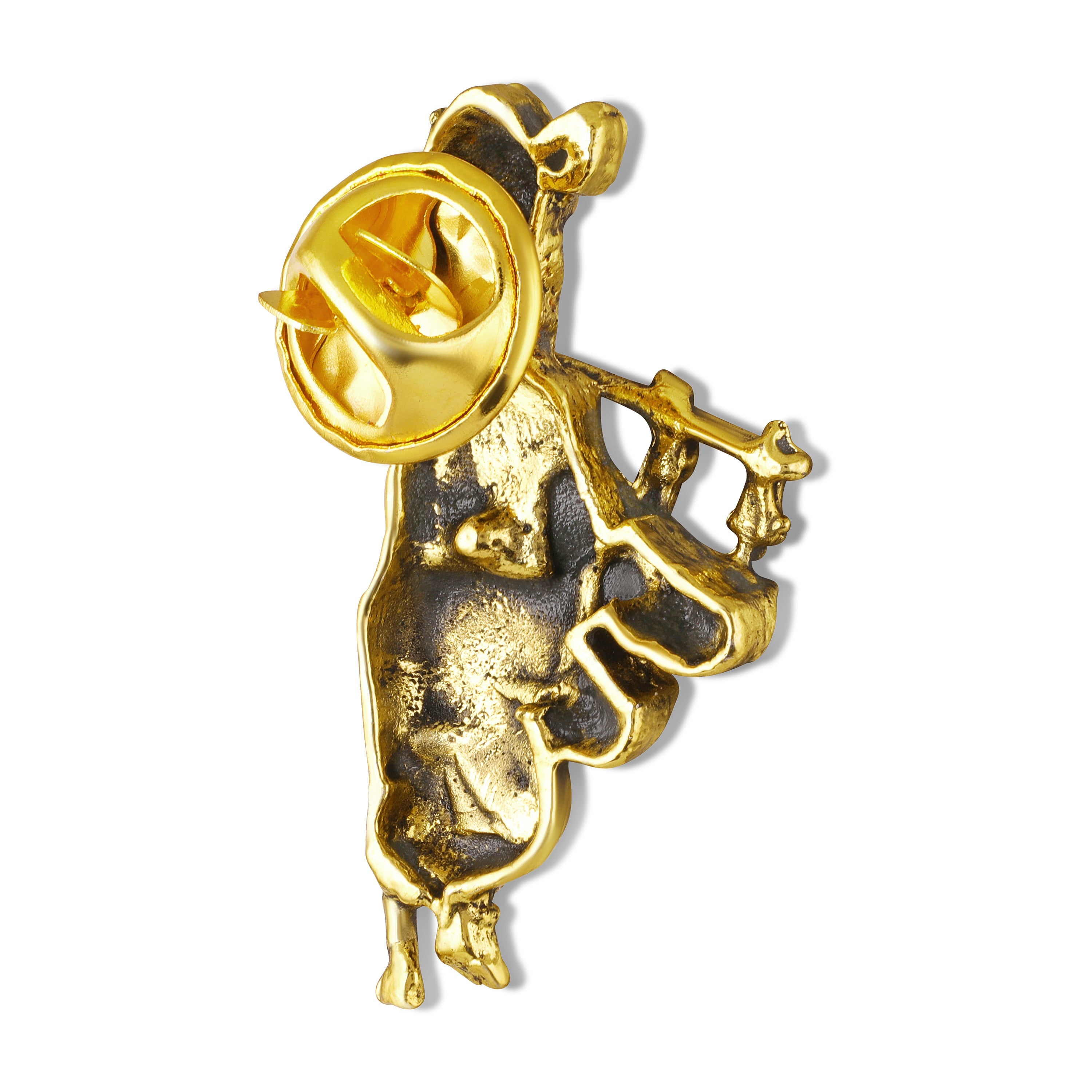 Mahi Divine Lord Krishna Flute Design Antique Gold Plated Unisex Brooch Pin | Ethnic Lapel Pin for Blazer, Kurta, Saree & Dupatta | Traditional Indian Jewelry (BP1101247G)