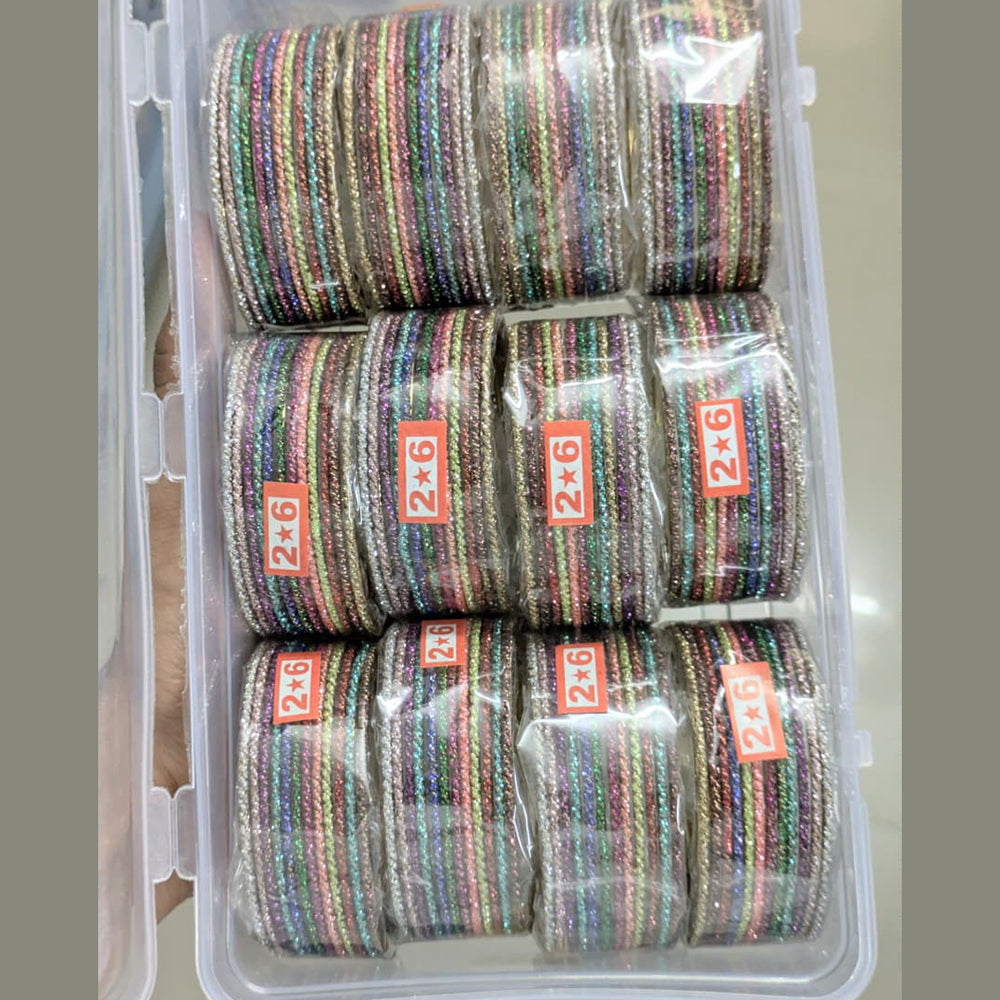 Shree Asha Bangles Premium Multi-Color Beautiful Jari Bangles Set (Pack of 12)