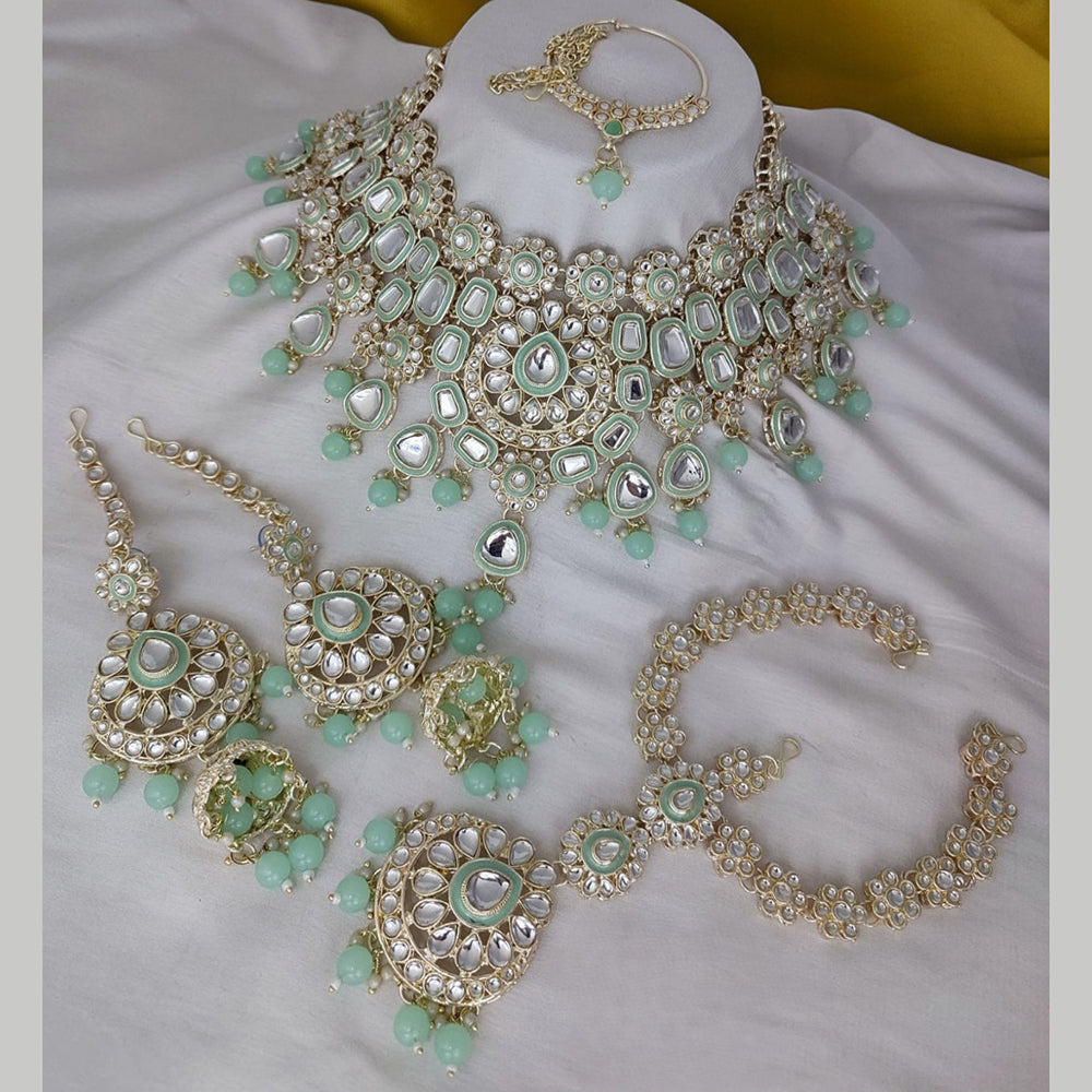 Gehana Mahal Gold Plated Kundan Stone And Meenakari Semi Bridal Neckla