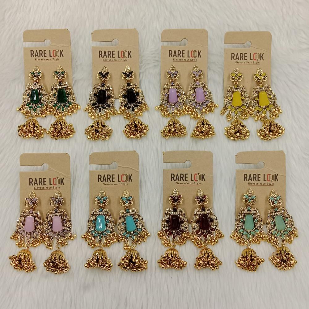 Dhwani Trendy Pota Stone And Pearl Jhumki Earrings- (Pack of 8)