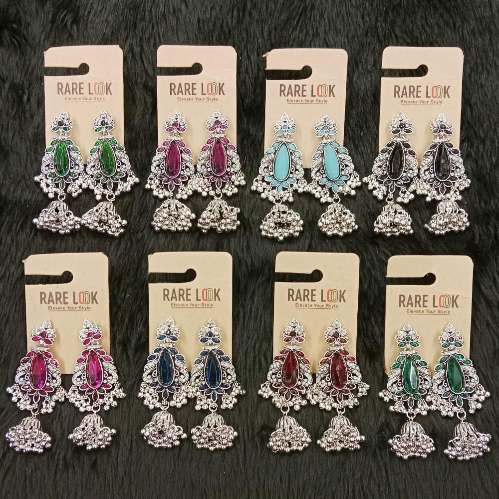 Dhwani Trendy Pota Stone And Pearl Jhumki Earrings- (Pack of 8)
