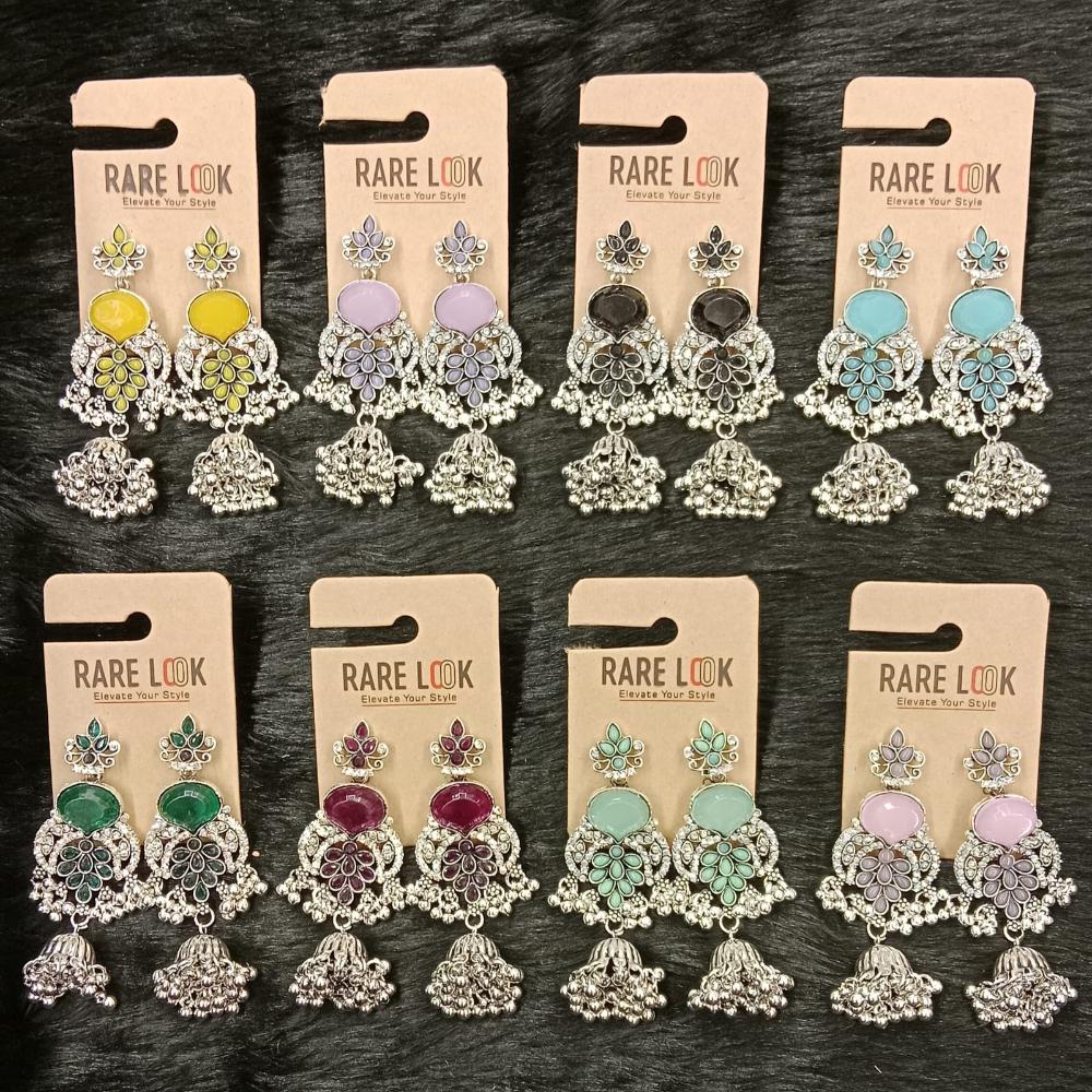 Dhwani Trendy Pota Stone And Pearl Jhumki Earrings- (Pack of 8)